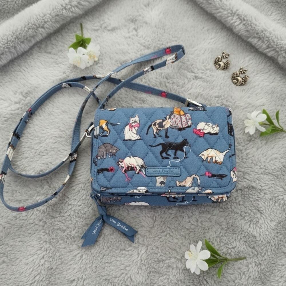 Vera Bradley RFID All-in-One "Cat's Meow" Crossbody Adjustable Strap Bag